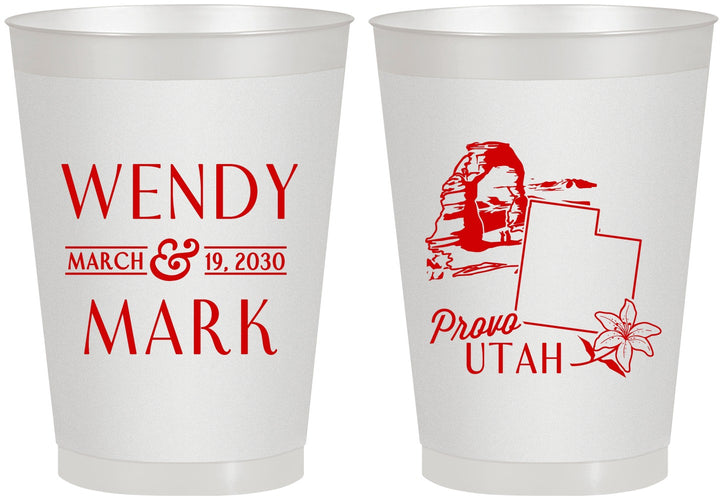 Personalized Wedding 8 oz Frosted Cups - Utah | 193