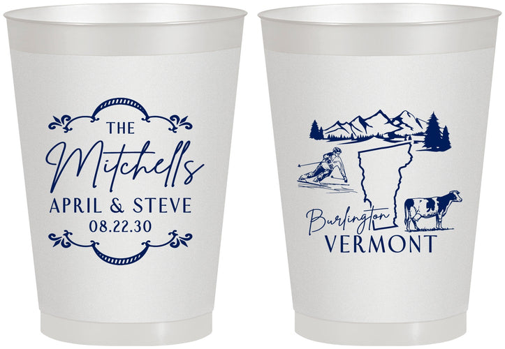 Personalized Wedding 8 oz Frosted Cups - Vermont | 194