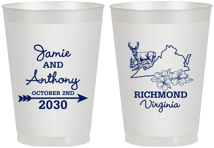 Personalized Wedding 8 oz Frosted Cups - Virginia | 195