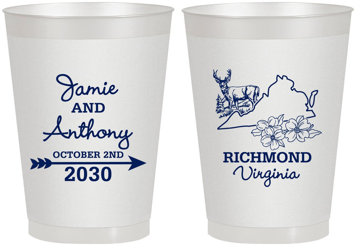 Personalized Wedding 8 oz Frosted Cups - Virginia | 195