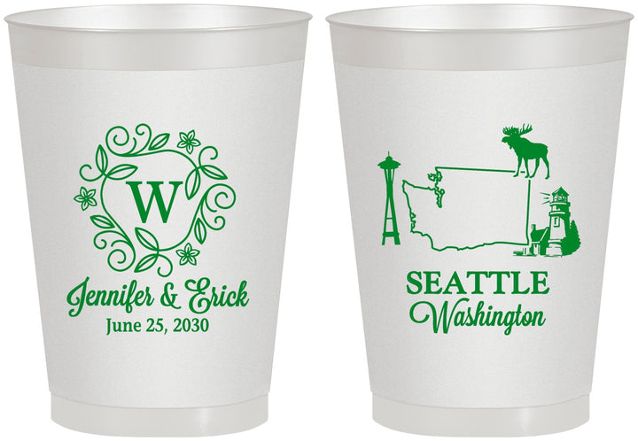 Personalized Wedding 8 oz Frosted Cups - Washington | 196