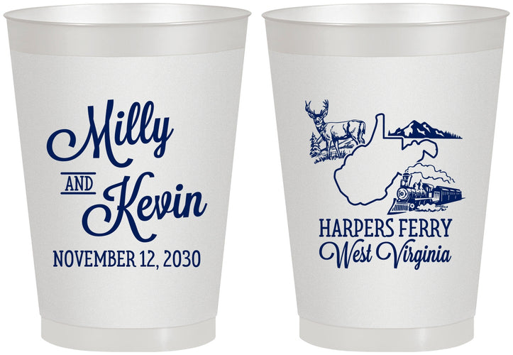 Personalized Wedding 8 oz Frosted Cups - West Virginia | 197