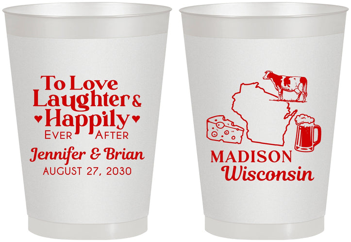 Personalized Wedding 8 oz Frosted Cups - Wisconsin | 198