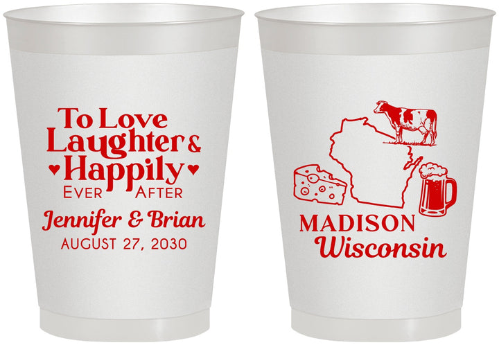 Personalized Wedding 8 oz Frosted Cups - Wisconsin | 198