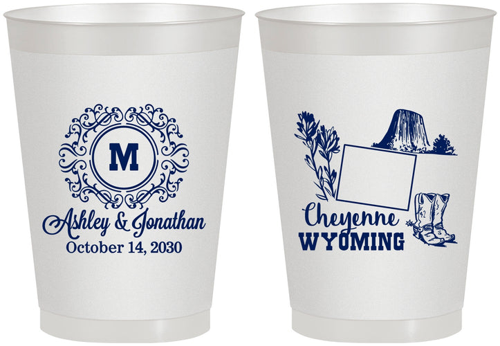 Personalized Wedding 8 oz Frosted Cups - Wyoming | 199