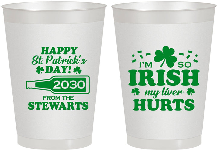Personalized St Patricks Day 8 oz Frosted Cups - Irish My Liver Hurts | 200000
