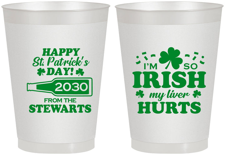Personalized St Patricks Day 8 oz Frosted Cups - Irish My Liver Hurts | 200000