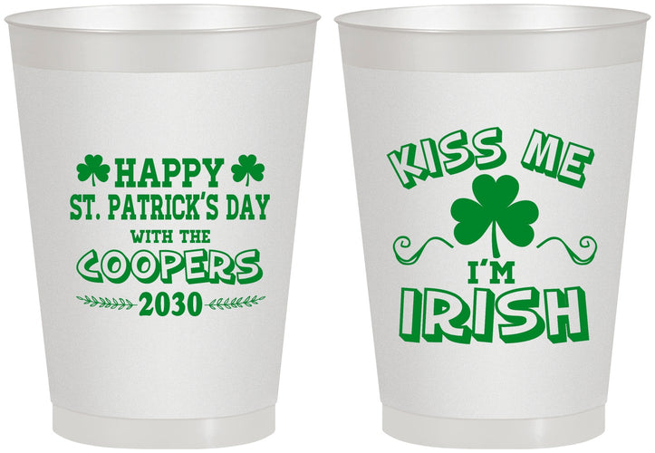 Personalized St Patricks Day 8 oz Frosted Cups - Kiss Me I Am Irish | 200004