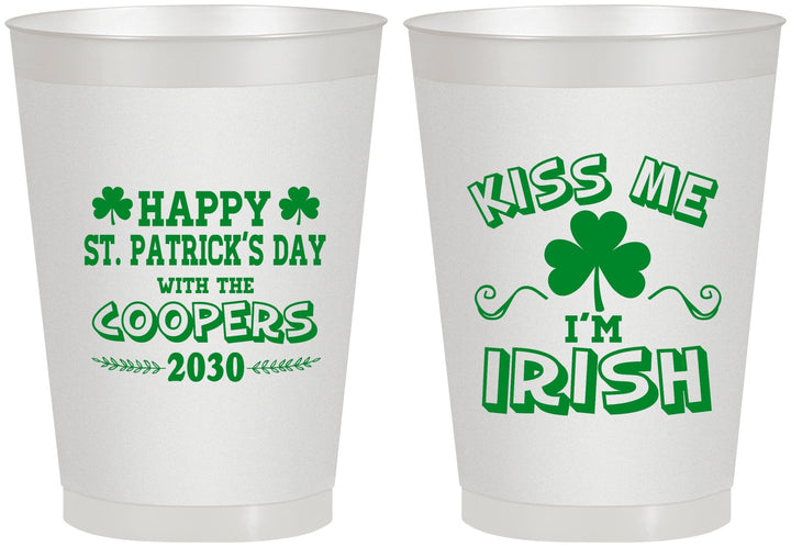 Personalized St Patricks Day 8 oz Frosted Cups - Kiss Me I Am Irish | 200004