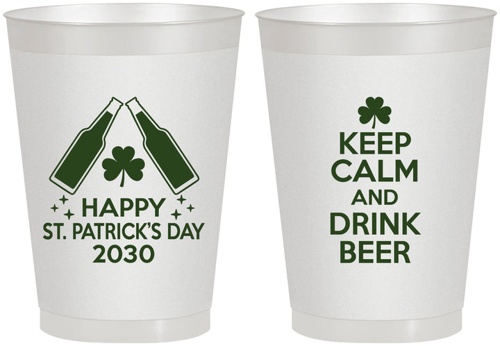 Personalized St Patricks Day 8 oz Frosted Cups - Clover Irish | 200005