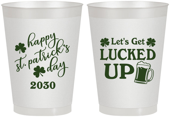 Personalized St Patricks Day 8 oz Frosted Cups - Lucked Up | 200007