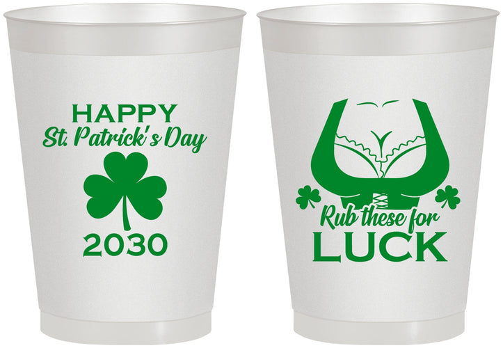 Personalized St Patricks Day 8 oz Frosted Cups - Clover Irish | 200008