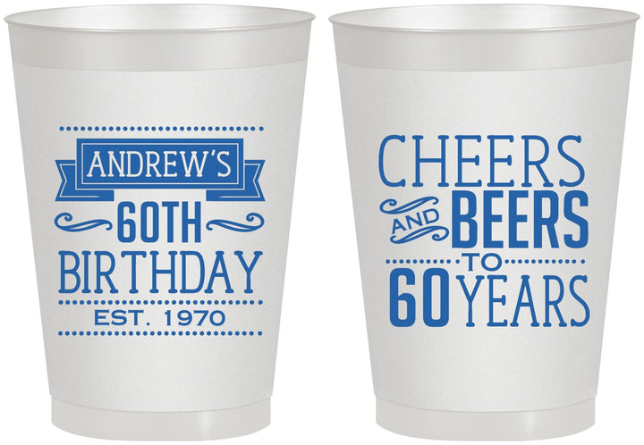 Personalized Birthday 8 oz Frosted Cups - Cheers Beers To 60 Years | 20001