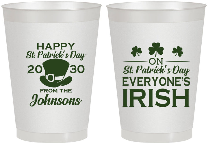 Personalized St Patricks Day 8 oz Frosted Cups - Irish Leprechaun | 200013
