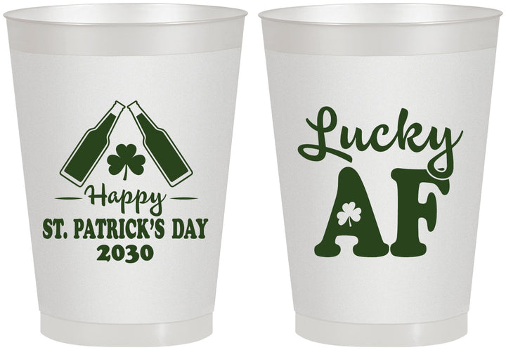 Personalized St Patricks Day 8 oz Frosted Cups - Lucky Af | 200017