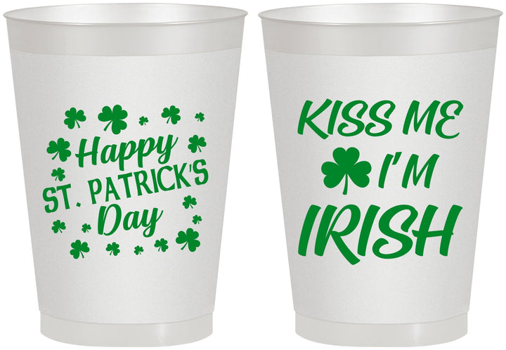 Personalized St Patricks Day 8 oz Frosted Cups - Kiss Me I Am Irish | 200018