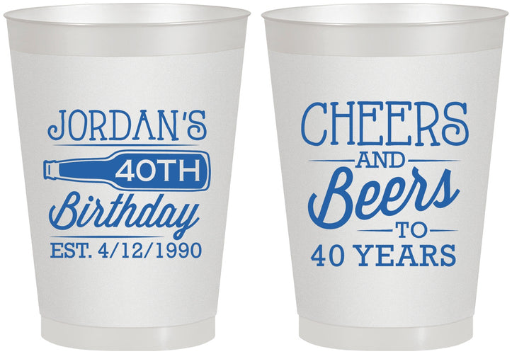 Personalized Birthday 8 oz Frosted Cups - Cheers Beers To 40 Years | 20002