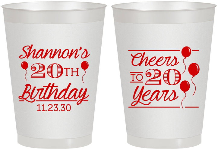 Personalized Birthday 8 oz Frosted Cups - Cheers To 20 Years | 20004