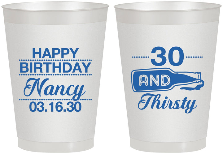Personalized Birthday 8 oz Frosted Cups - 30 And Thirsty | 20014