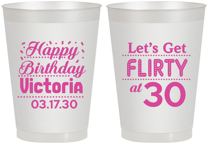 Personalized Birthday 8 oz Frosted Cups - Flirty At 30 | 20015
