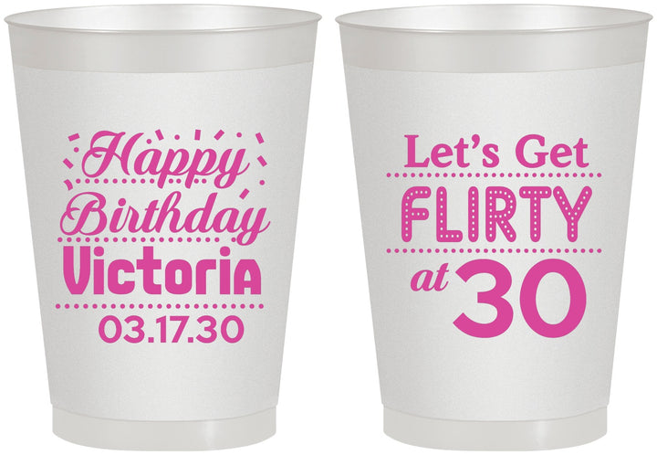 Personalized Birthday 8 oz Frosted Cups - Flirty At 30 | 20015