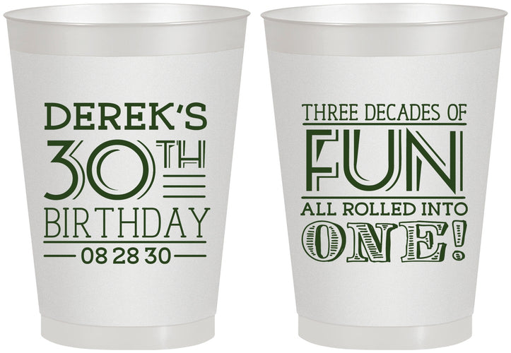Personalized Birthday 8 oz Frosted Cups - 30th Three Decades Of Fun | 20020