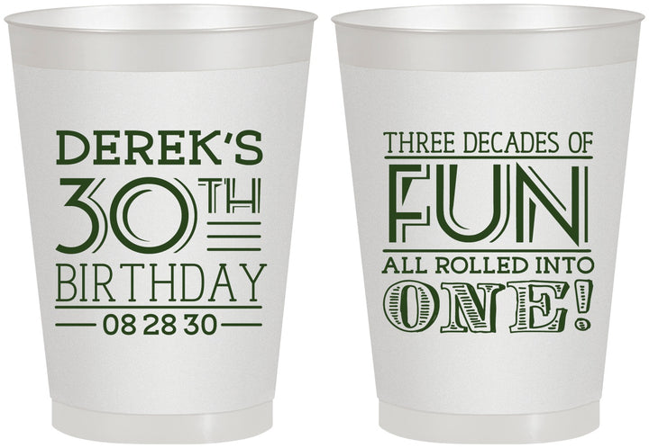 Personalized Birthday 8 oz Frosted Cups - 30th Three Decades Of Fun | 20020