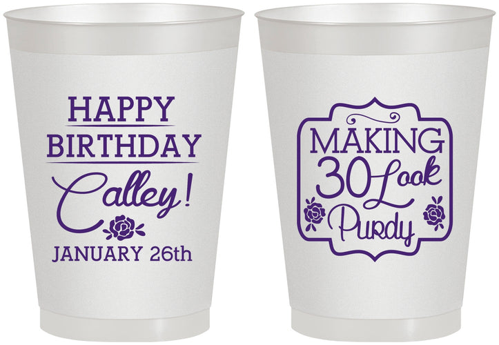 Personalized Birthday 8 oz Frosted Cups - 30 Look Purdy | 20022