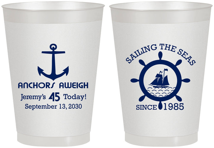 Personalized Birthday 8 oz Frosted Cups - 45th Nautical | 20023