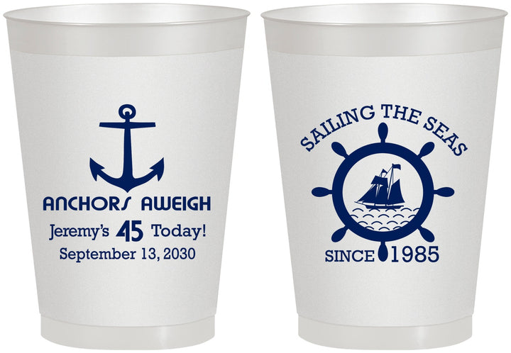 Personalized Birthday 8 oz Frosted Cups - 45th Nautical | 20023