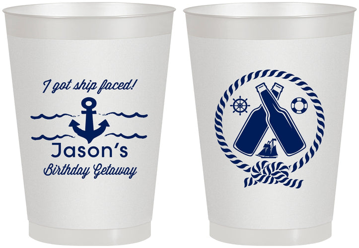 Personalized Birthday 8 oz Frosted Cups - Ship Faced Nautical | 20024