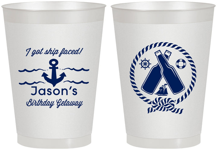 Personalized Birthday 8 oz Frosted Cups - Ship Faced Nautical | 20024