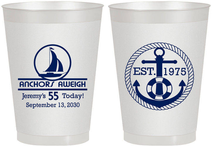 Personalized Birthday 8 oz Frosted Cups - 55th Nautical | 20025