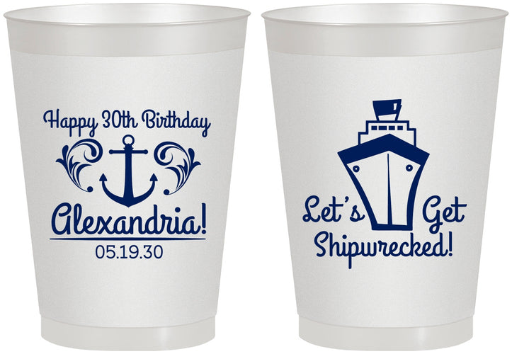 Personalized Birthday 8 oz Frosted Cups - 30th Shipwrecked | 20026