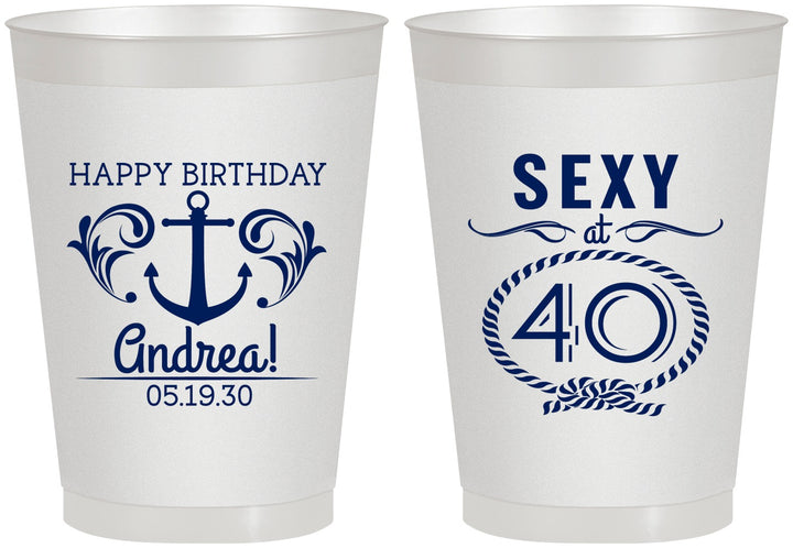 Personalized Birthday 8 oz Frosted Cups - Sexy At 40 | 20027