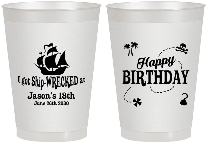 Personalized Birthday 8 oz Frosted Cups - 18th Shipwrecked | 20028