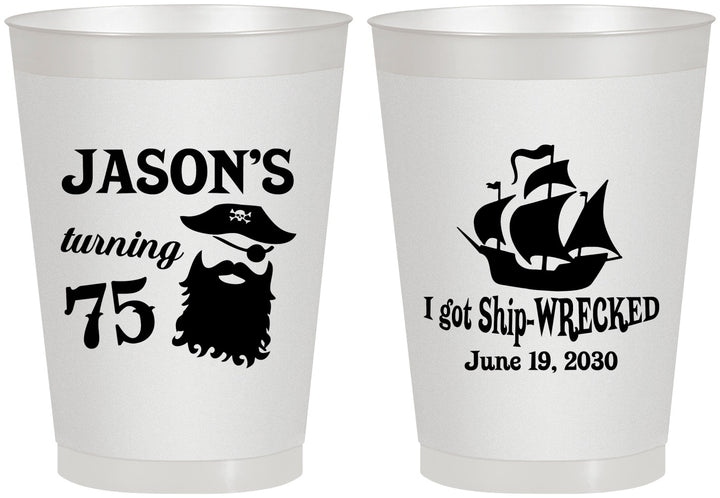 Personalized Birthday 8 oz Frosted Cups - 75th Shipwrecked | 20029
