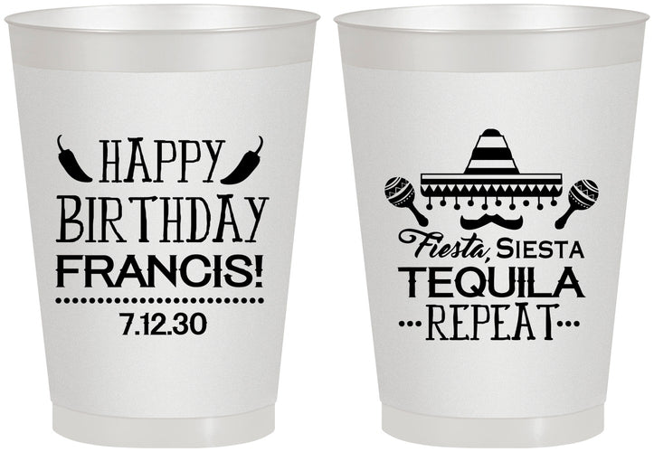Personalized Birthday 8 oz Frosted Cups - Fiesta Siesta Tequila | 20030