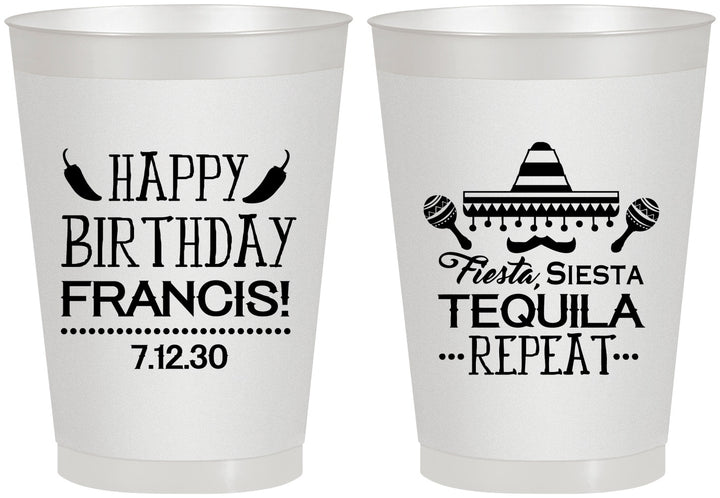 Personalized Birthday 8 oz Frosted Cups - Fiesta Siesta Tequila | 20030