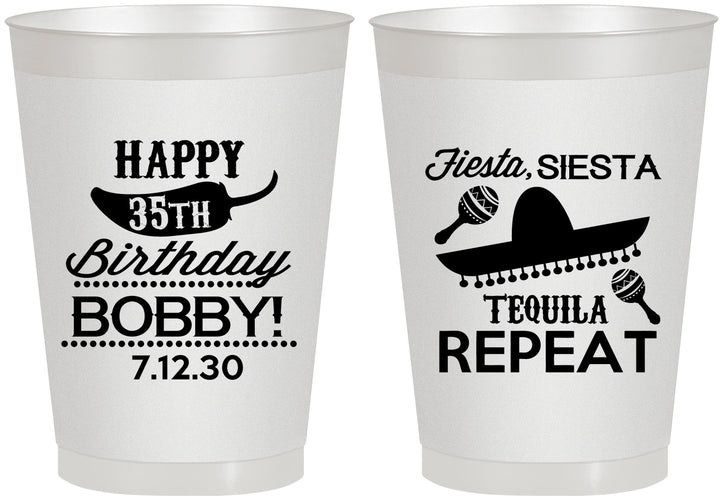 Personalized Birthday 8 oz Frosted Cups - 35th Fiesta Siesta Tequila | 20031