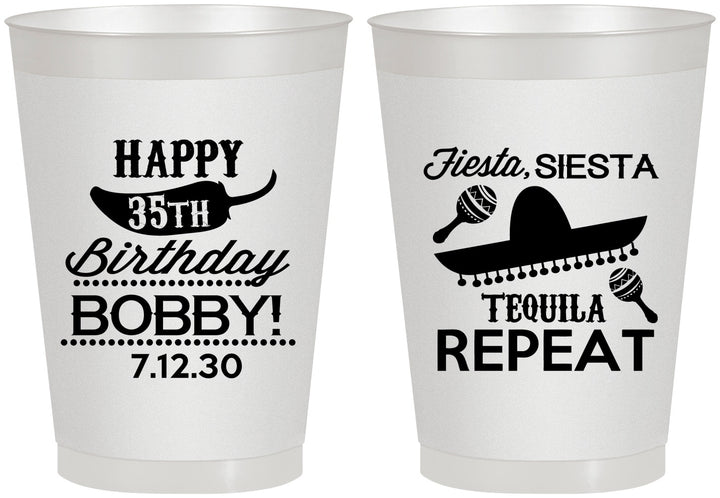 Personalized Birthday 8 oz Frosted Cups - 35th Fiesta Siesta Tequila | 20031