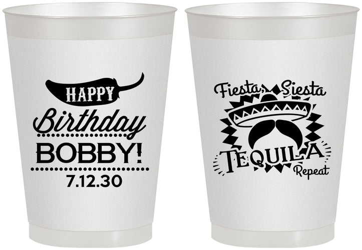 Personalized Birthday 8 oz Frosted Cups - Fiesta Siesta Tequila | 20032