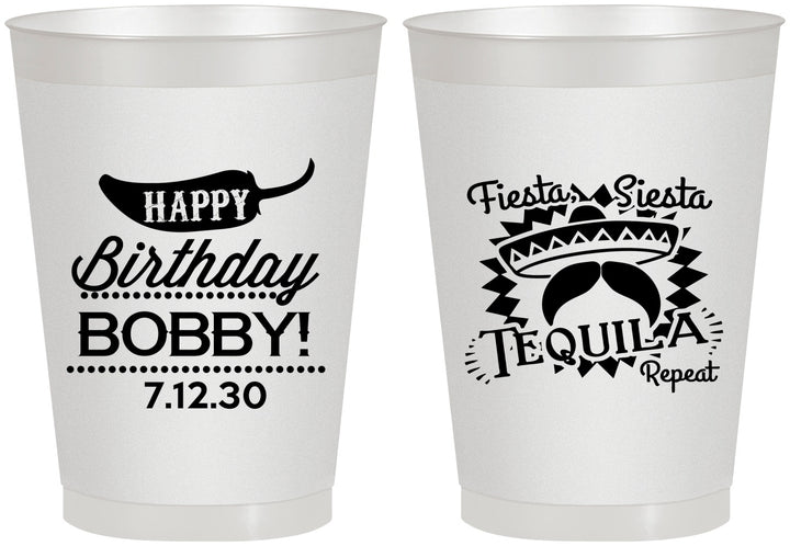 Personalized Birthday 8 oz Frosted Cups - Fiesta Siesta Tequila | 20032