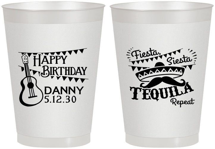 Personalized Birthday 8 oz Frosted Cups - Fiesta Siesta Tequila | 20033