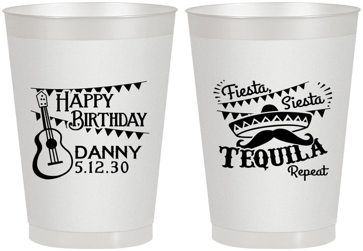 Personalized Birthday 8 oz Frosted Cups - Fiesta Siesta Tequila | 20033