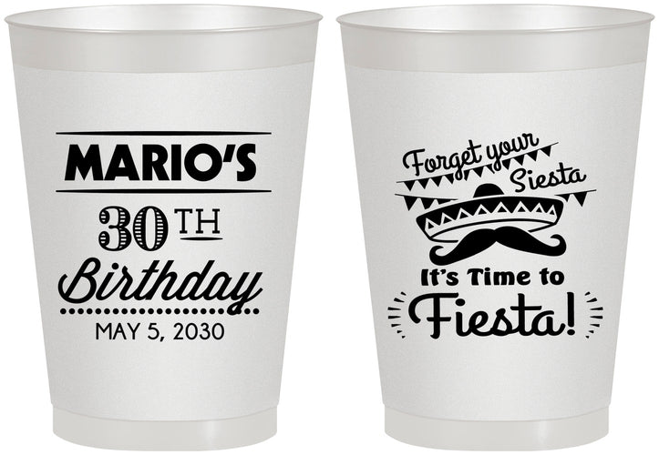 Personalized Birthday 8 oz Frosted Cups - 30th Fiesta | 20034