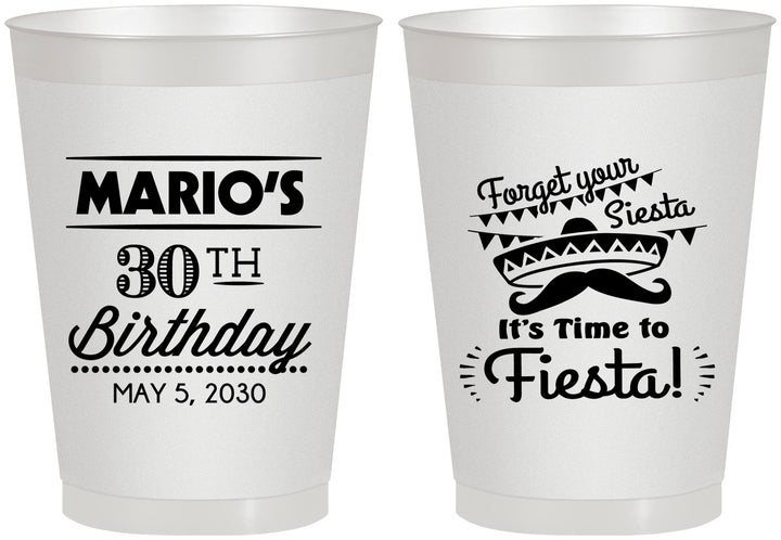 Personalized Birthday 8 oz Frosted Cups - 30th Fiesta | 20034