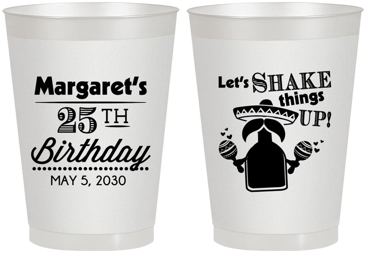 Personalized Birthday 8 oz Frosted Cups - 25th Fiesta | 20035