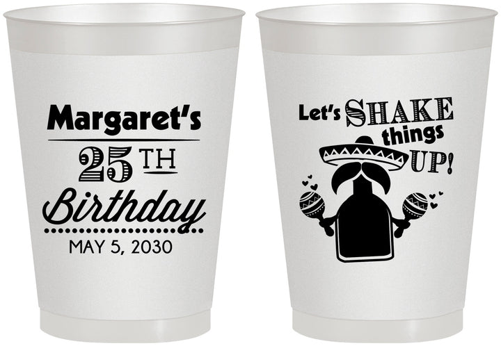 Personalized Birthday 8 oz Frosted Cups - 25th Fiesta | 20035