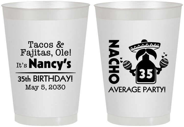 Personalized Birthday 8 oz Frosted Cups - 35th Nacho Average Party | 20036